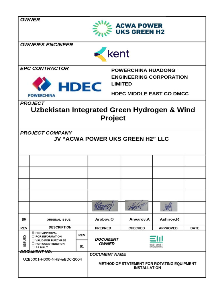 Method Statement for Rotating Equipment Installation | PDF | Personal ...