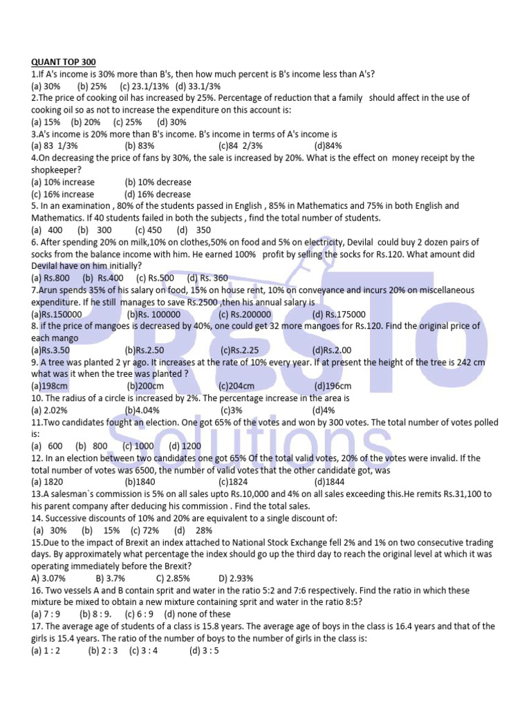 Quantitative Aptitude Practice Questions | PDF | Area | Interest