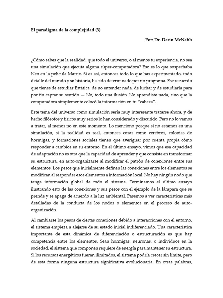 El Paradigma de La Complejidad P. 3 | PDF | Atractor | Teoría del caos