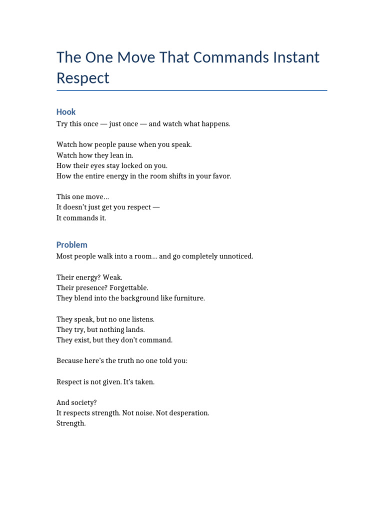 The One Move That Commands Respect | PDF