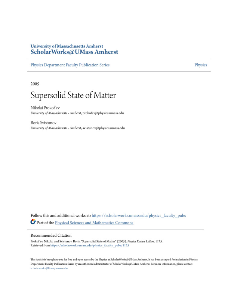 Supersolid State of Matter 3bnxeneugz | PDF | Crystal Structure | Physics