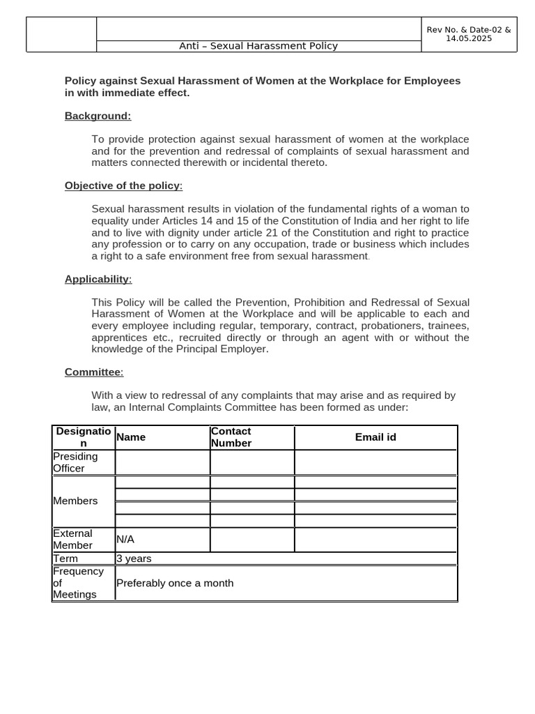 Posh Committee Meeting Agenda | PDF | Sexual Harassment | Justice