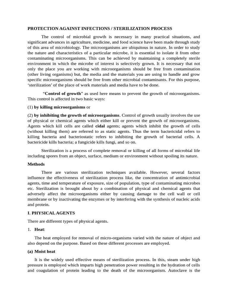 Sterilization Techniques for Infection Control | PDF | Sterilization ...