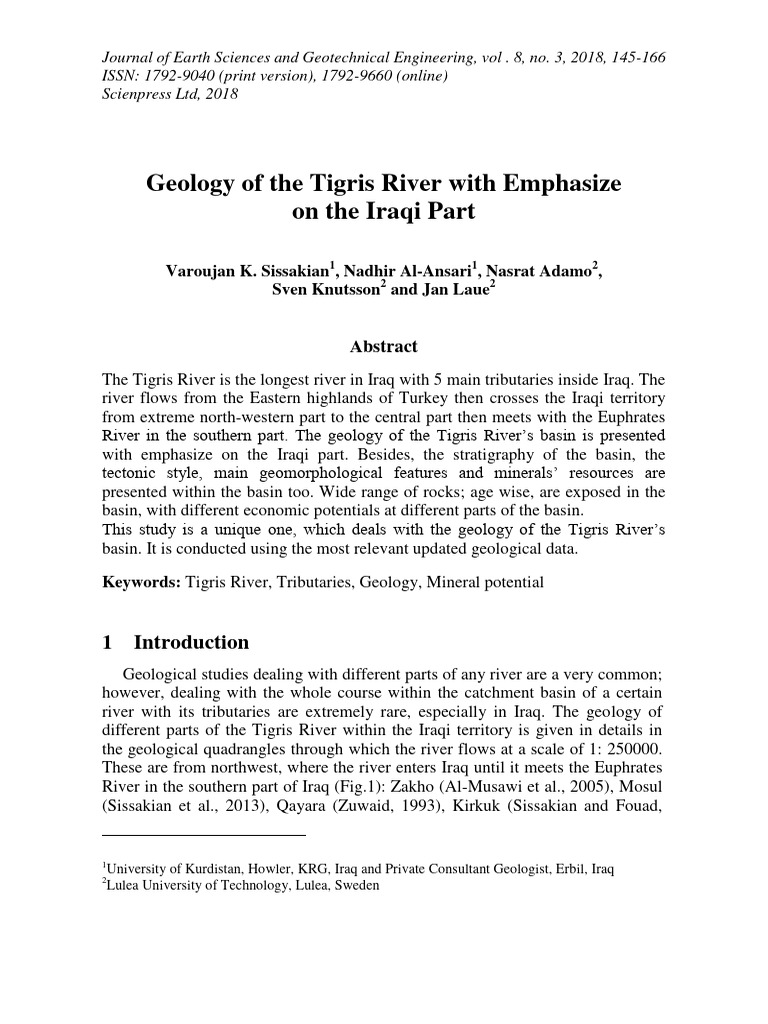 Geology of the Tigris River in Iraq | PDF | Tigris | River
