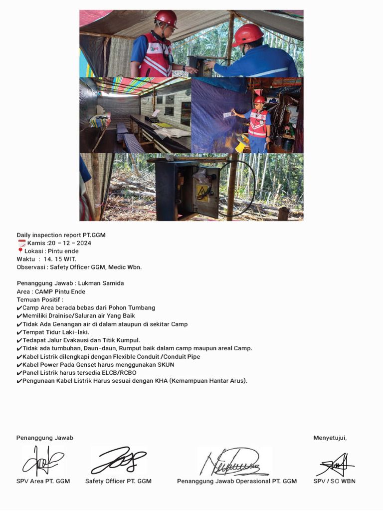 Daily Inspection Report PT - GGM (20!12!2024) Pne Ende | PDF
