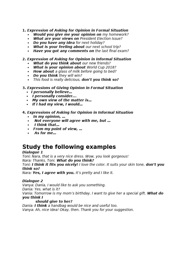 Asking and Giving Opinion | PDF