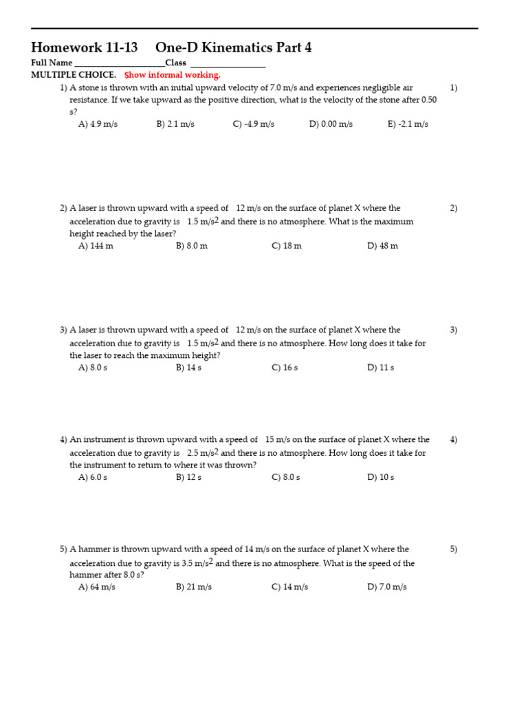 Kinematics Problems in Physics | PDF | Rocket | Acceleration