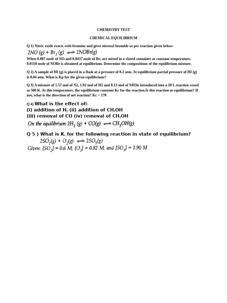 Equilibrium Test (23-10-24) | PDF