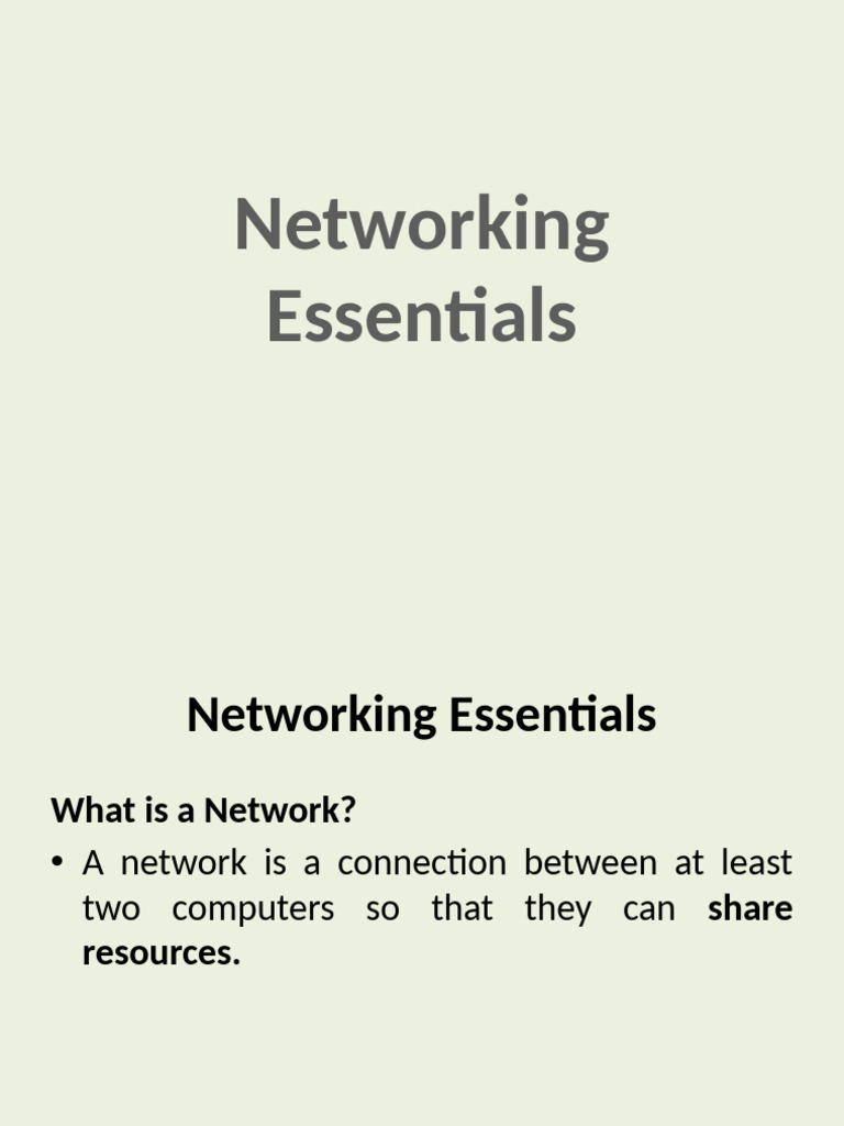 Networking Essentials | PDF | Computer Network | Local Area Network