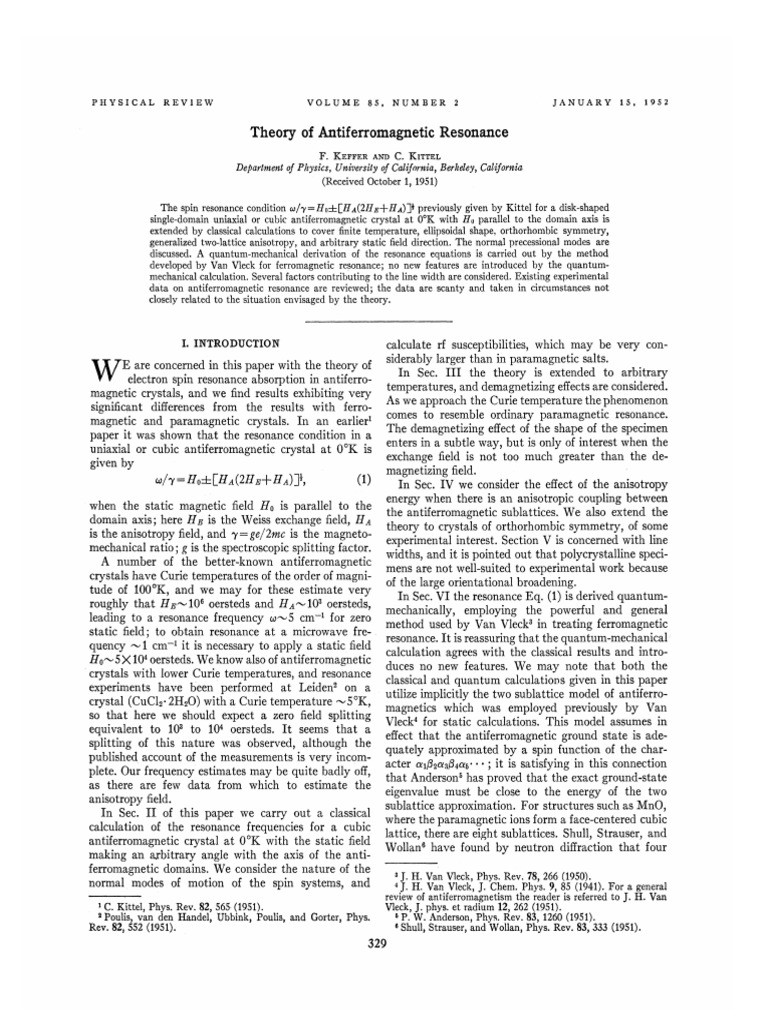 PhysRev 85 329 | PDF | Phases Of Matter | Applied And Interdisciplinary ...