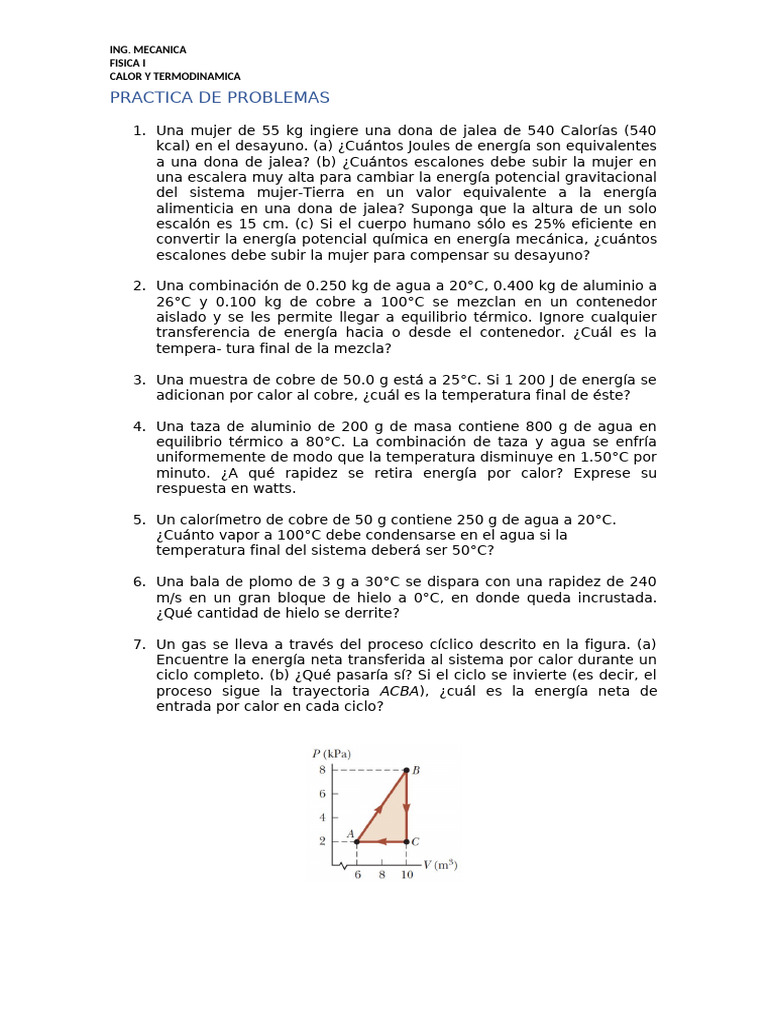 Problemas de Calor y Termodinámica | PDF | Calor | Gases