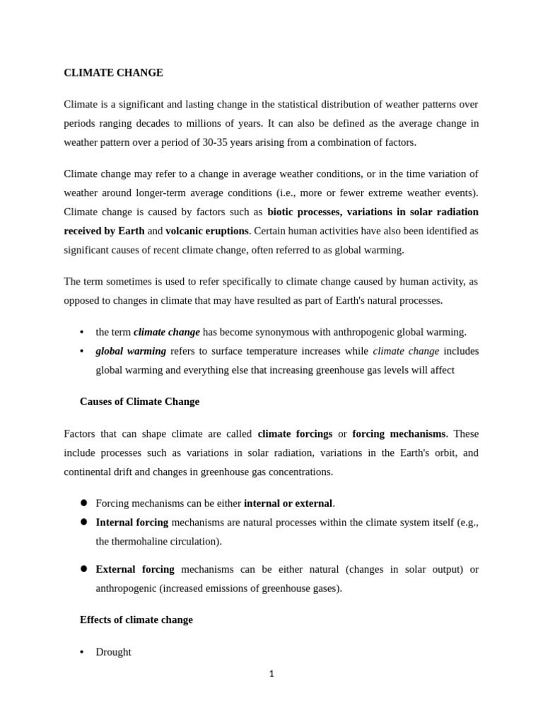 Understanding Climate Change Causes & Effects | PDF | Climate Change ...