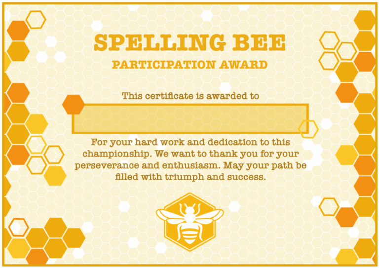 Spelling Bee Participation Certificate | PDF