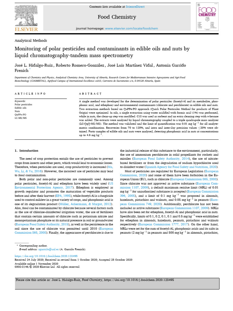 10 1016@j Foodchem 2020 128495 | PDF | Chromatography | Liquid ...