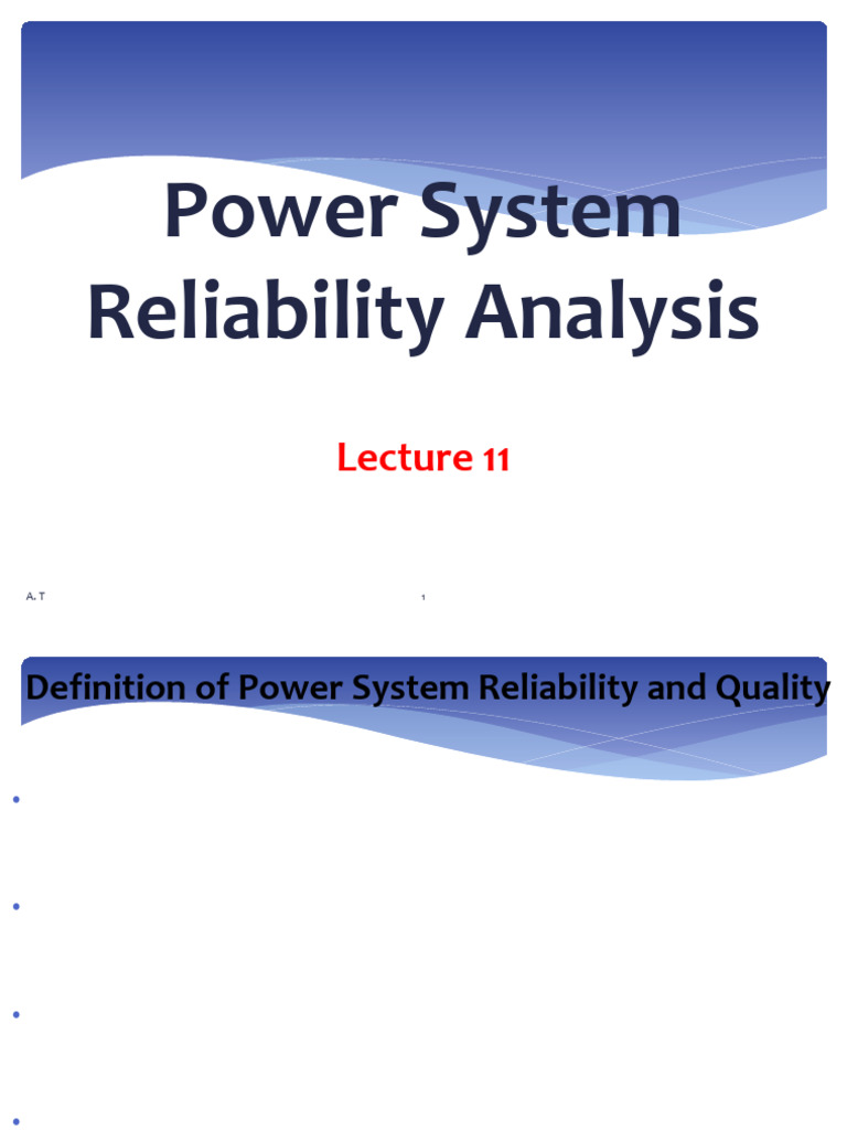 Slide 11 Power System Reliability Analysis | PDF | Reliability ...