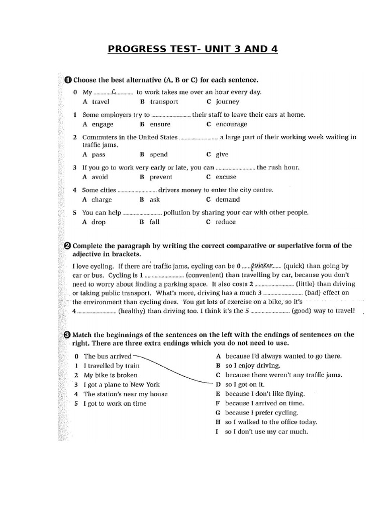 Progress Test U3 4 | PDF