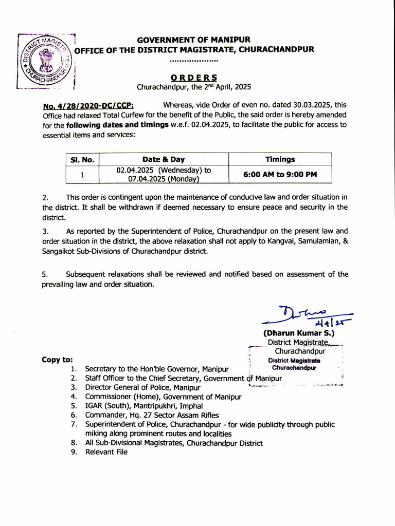 Curfew Relaxation Orders 02-Apr-2025 14-34-41 | PDF