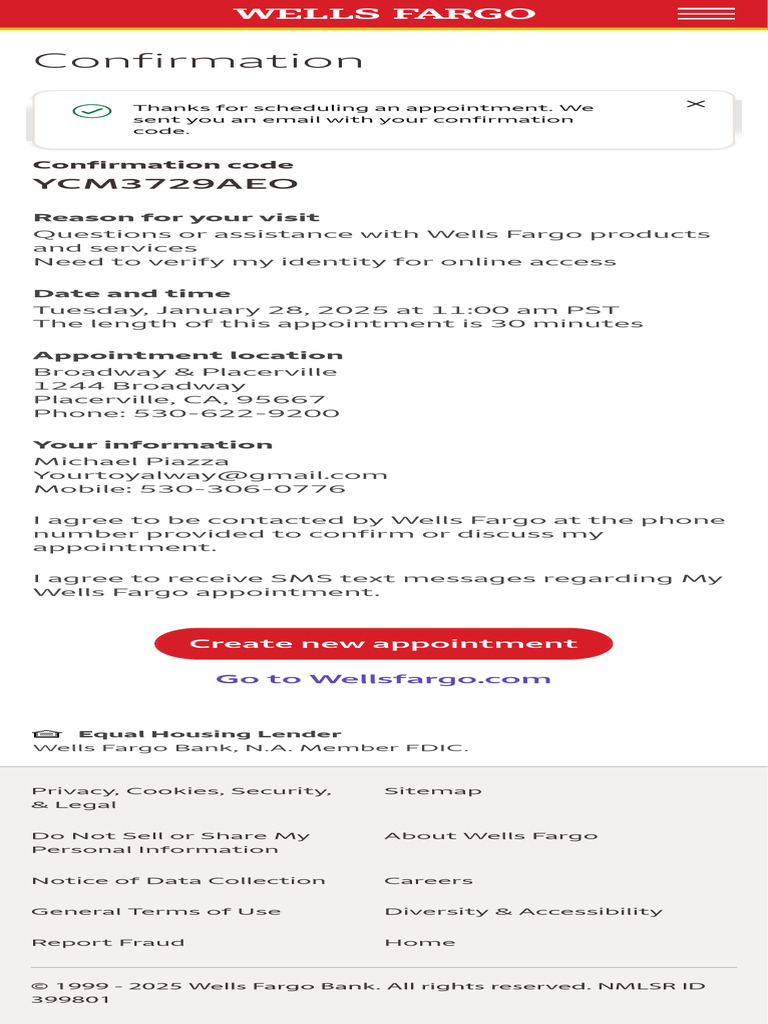 Make An Appointment - Confirmation | PDF