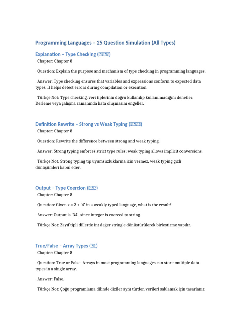 Programming Languages: Type Checking & More | PDF | Parameter (Computer ...