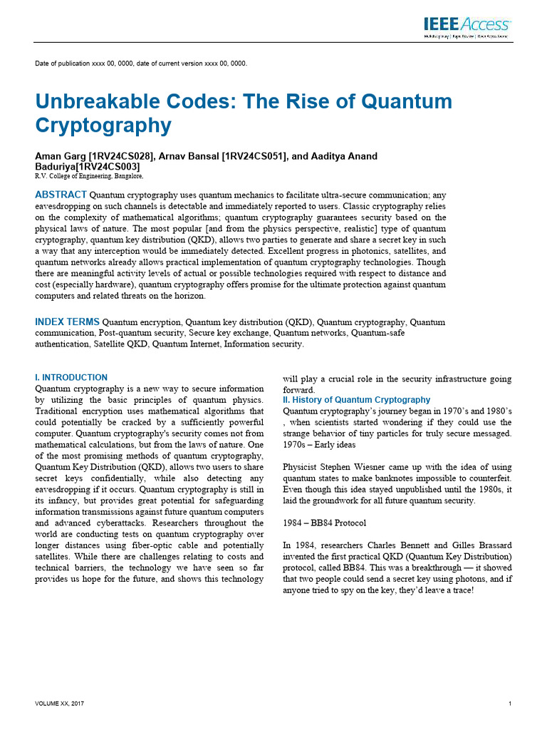 Quantum Cryptography: Secure Communication | PDF | Encryption ...