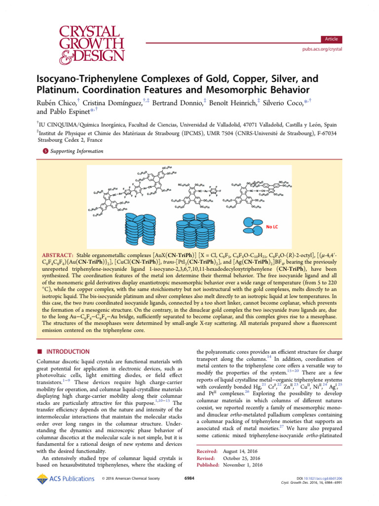 Isocyano-Triphenylene Metal Complexes | PDF | Liquid Crystal ...