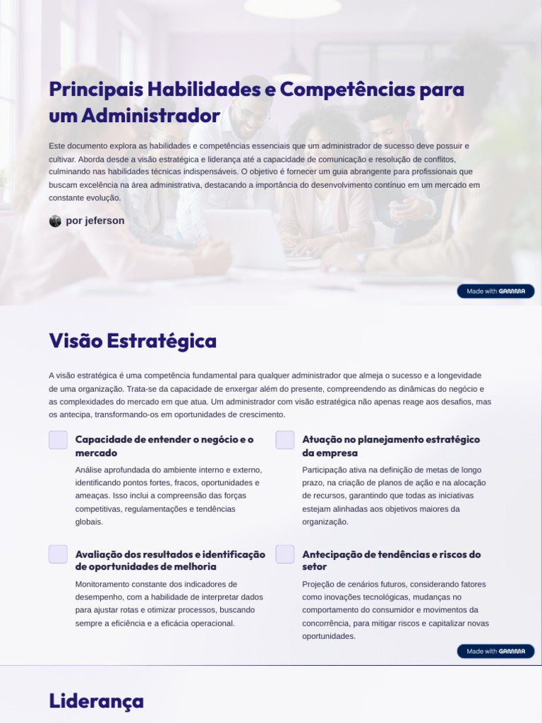 Habilidades Essenciais do Administrador | PDF | Liderança | Competência ...