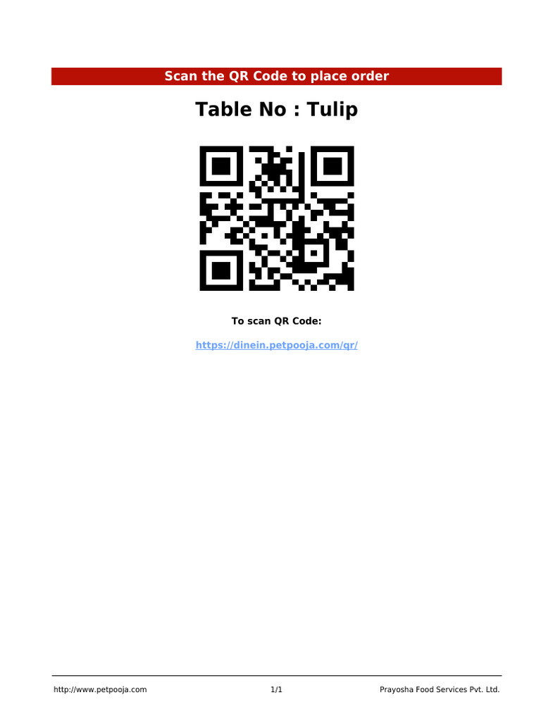 Order Food via QR Code at Tulip | PDF