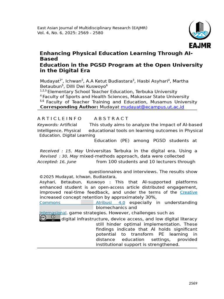 AI in Physical Education Learning | PDF | Artificial Intelligence ...