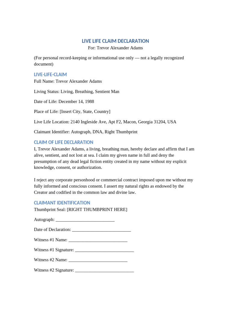 Live Life Claim Declaration Form | PDF
