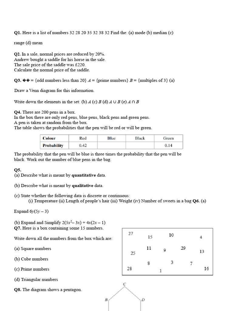 AdamsMaths Revision Sheet 1 | PDF | Elementary Geometry | Euclidean ...