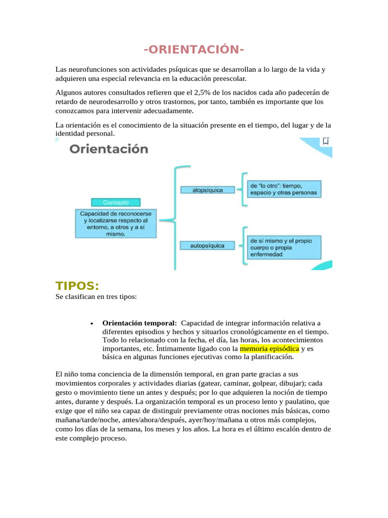 Desarrollo de la Orientación en Niños | PDF | Memoria | Lóbulo temporal
