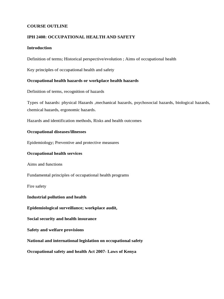 Occupational Health & Safety Overview | PDF | Occupational Safety And ...