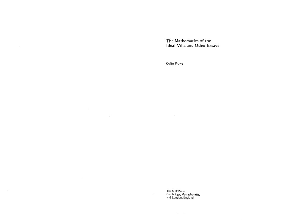 Colin Rowe Chicago Frame PDF Architect