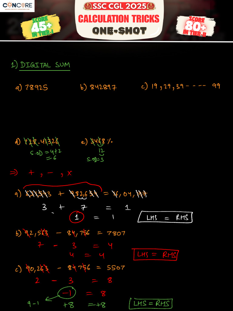 Calculation Tricks One-Shot PDF | PDF