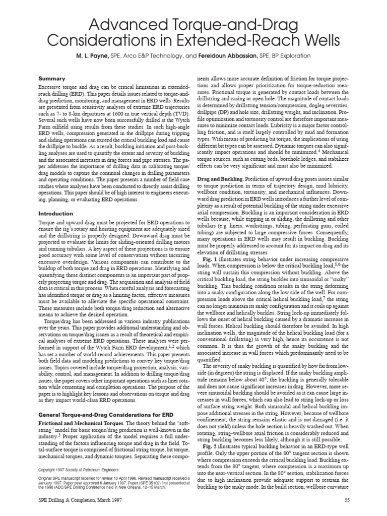 Torque and Drag in ERD Operations | PDF | Buckling | Bending