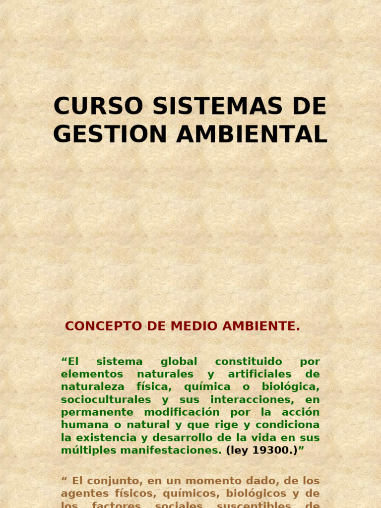 Curso sobre Sistemas de Gestión Ambiental | PDF | Entorno natural ...