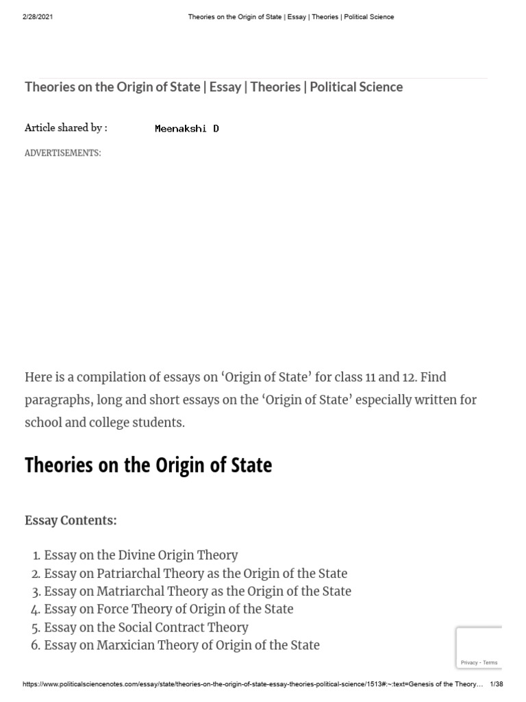 Theories of State Origin Explained | PDF | Sovereignty | Social Contract