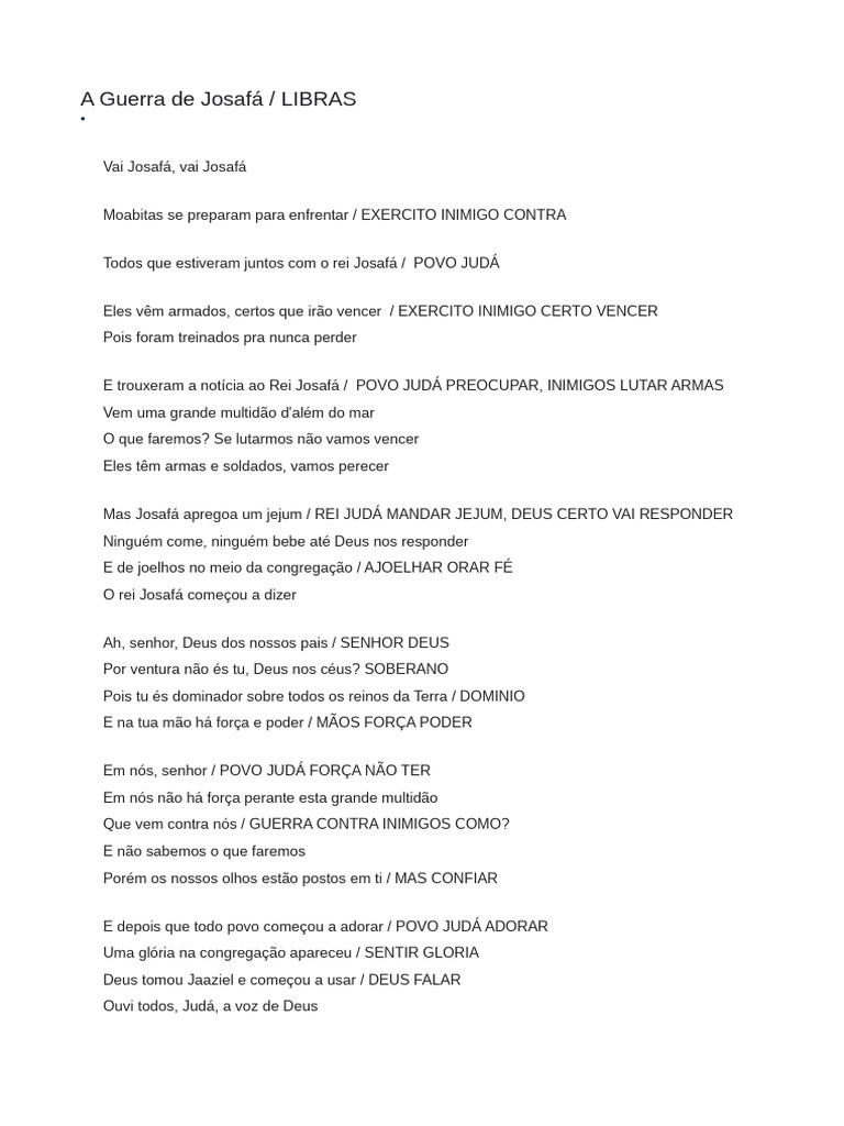 A Guerra de Josafá em LIBRAS | PDF | Reino de Judá | Deus