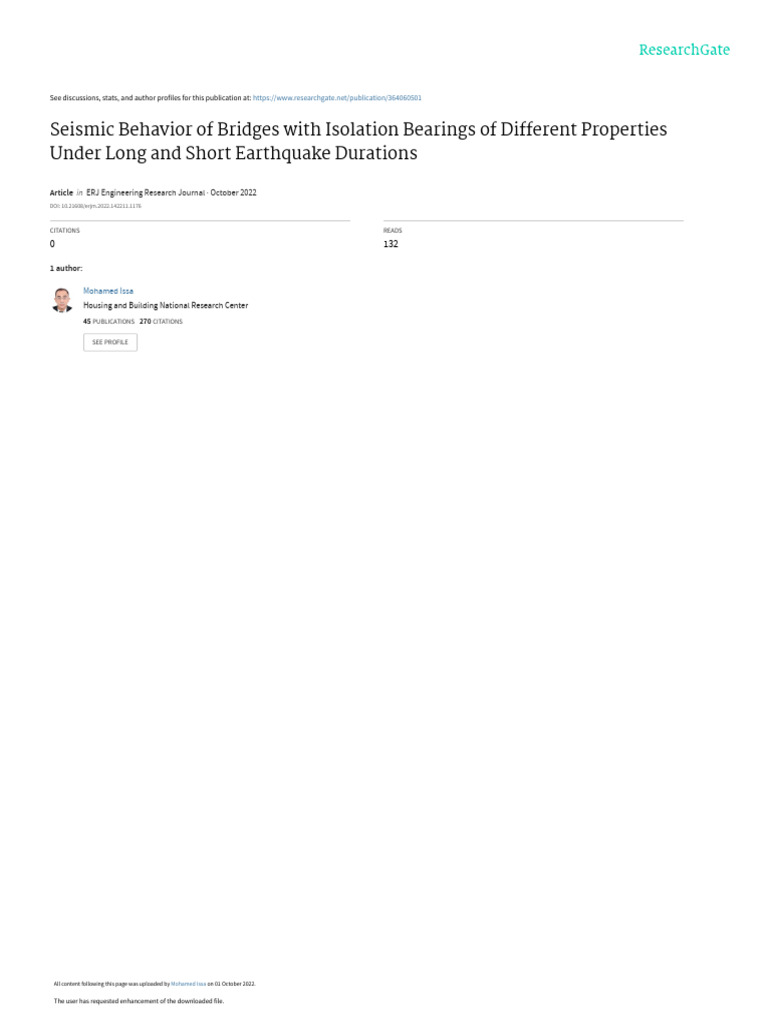 Seismic Behavior of Bridge Isolation Bearings | PDF | Earthquake ...