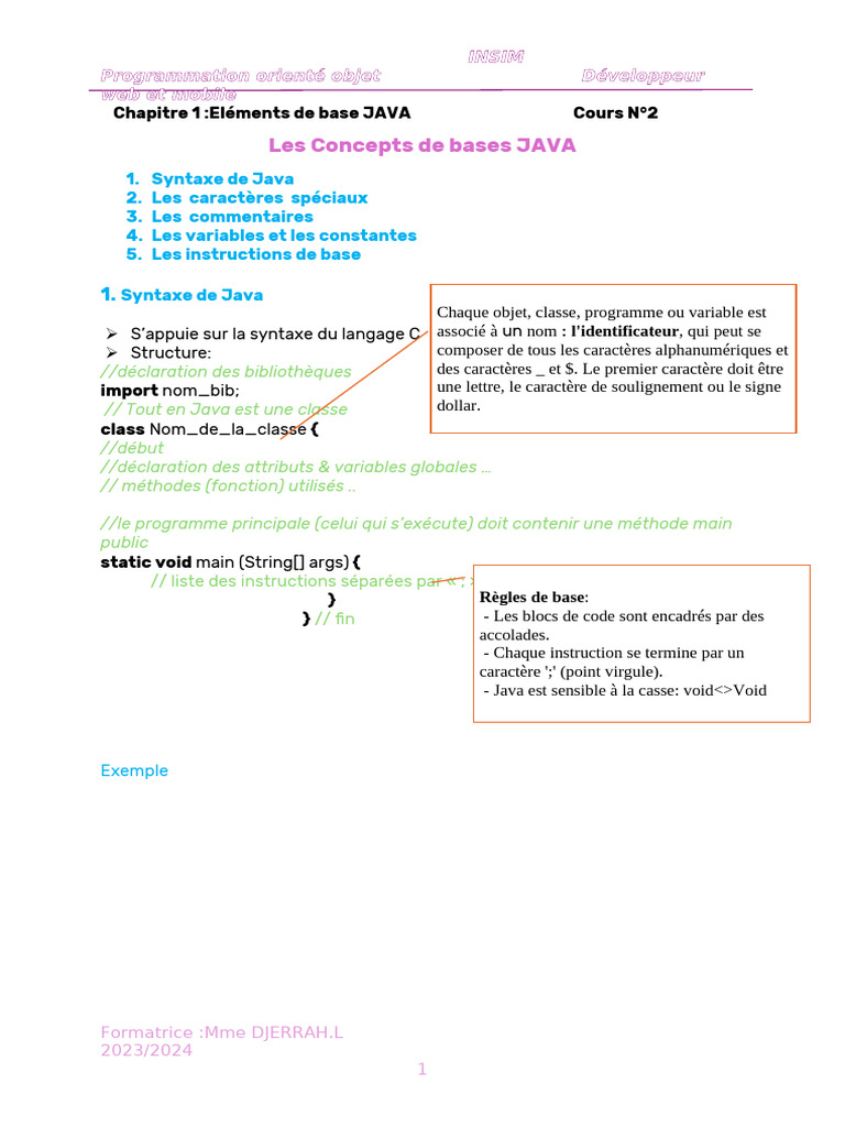 Bases de la programmation Java | PDF | Java (Langage de programmation ...