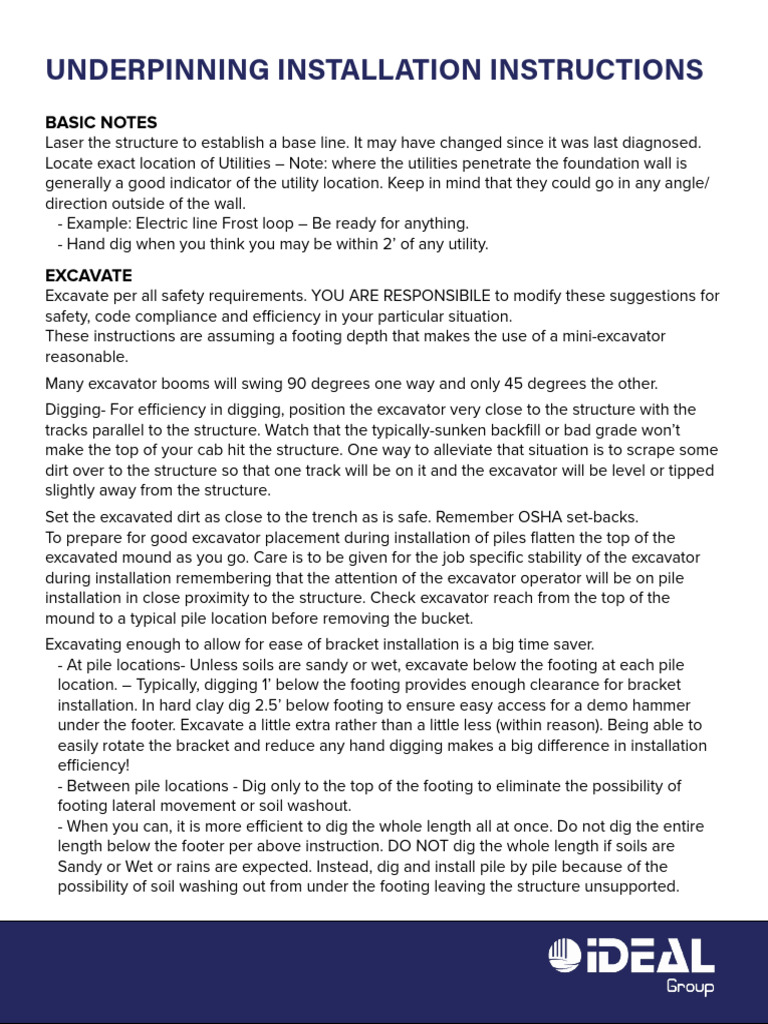 Excavation and Underpinning Guidelines | PDF | Deep Foundation ...