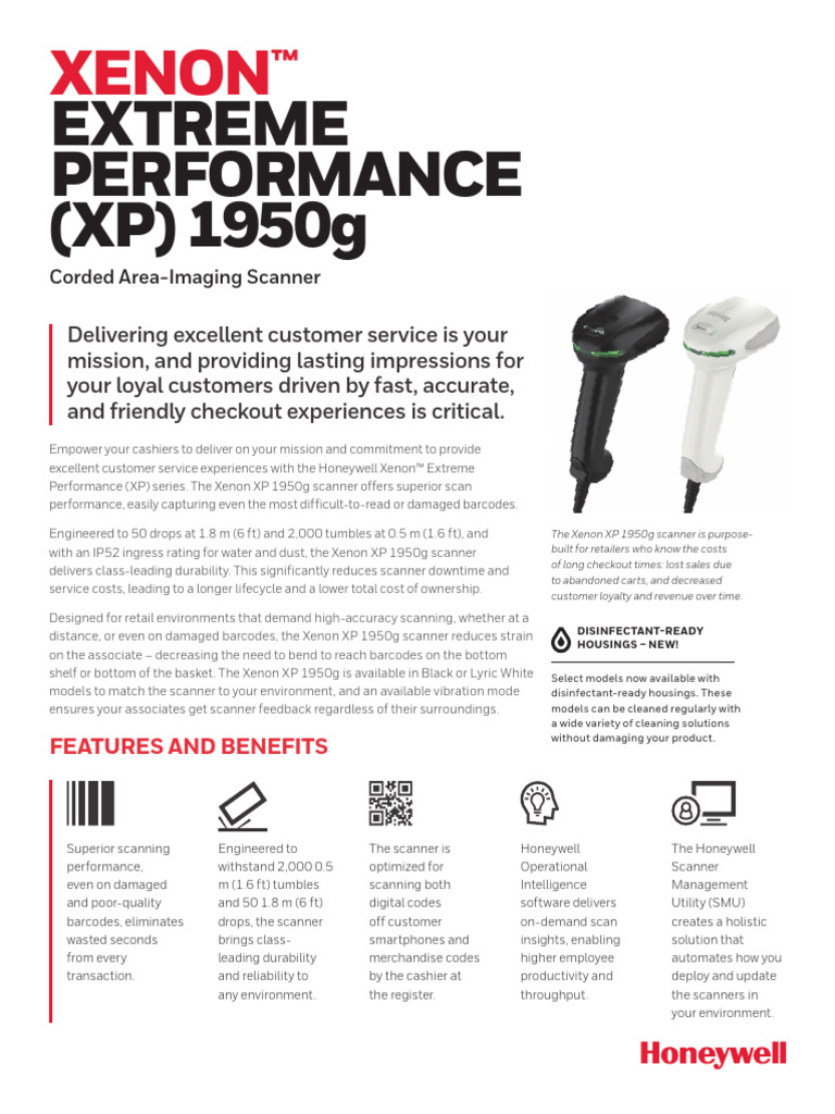 Honeywell Xenon XP 1950g Scanner Overview | PDF | Barcode | Image Scanner