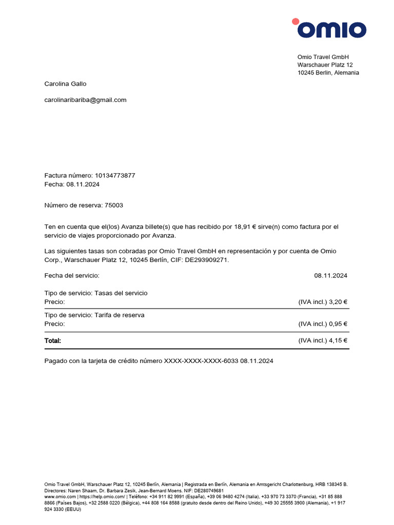Omio Invoice 75003 | PDF, image size:768x1024