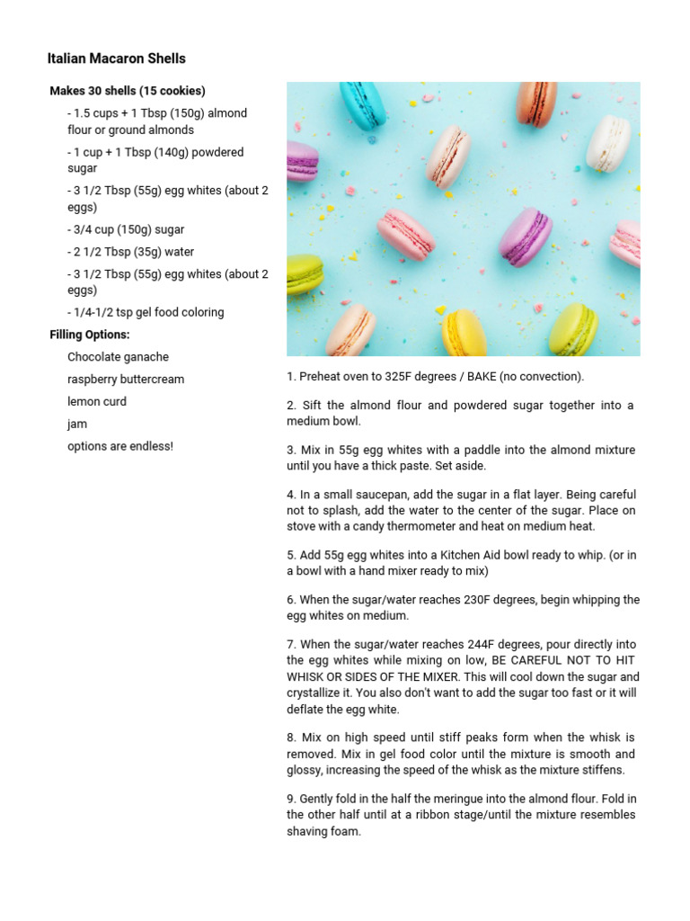 Italian Macaron Recipe Guide | PDF | Macaron | Foods
