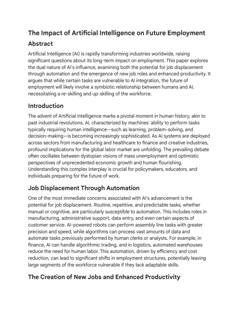 AI's Impact on Future Employment Trends | PDF | Artificial Intelligence ...