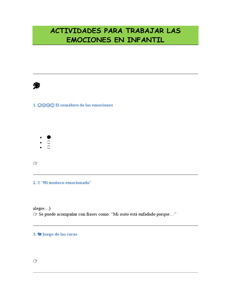 Actividades Emocionales para Infantil | PDF | Las emociones | Cognición