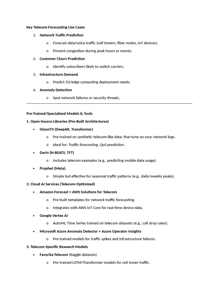 Telecom Forecasting Use Cases Overview | PDF | Internet Of Things ...