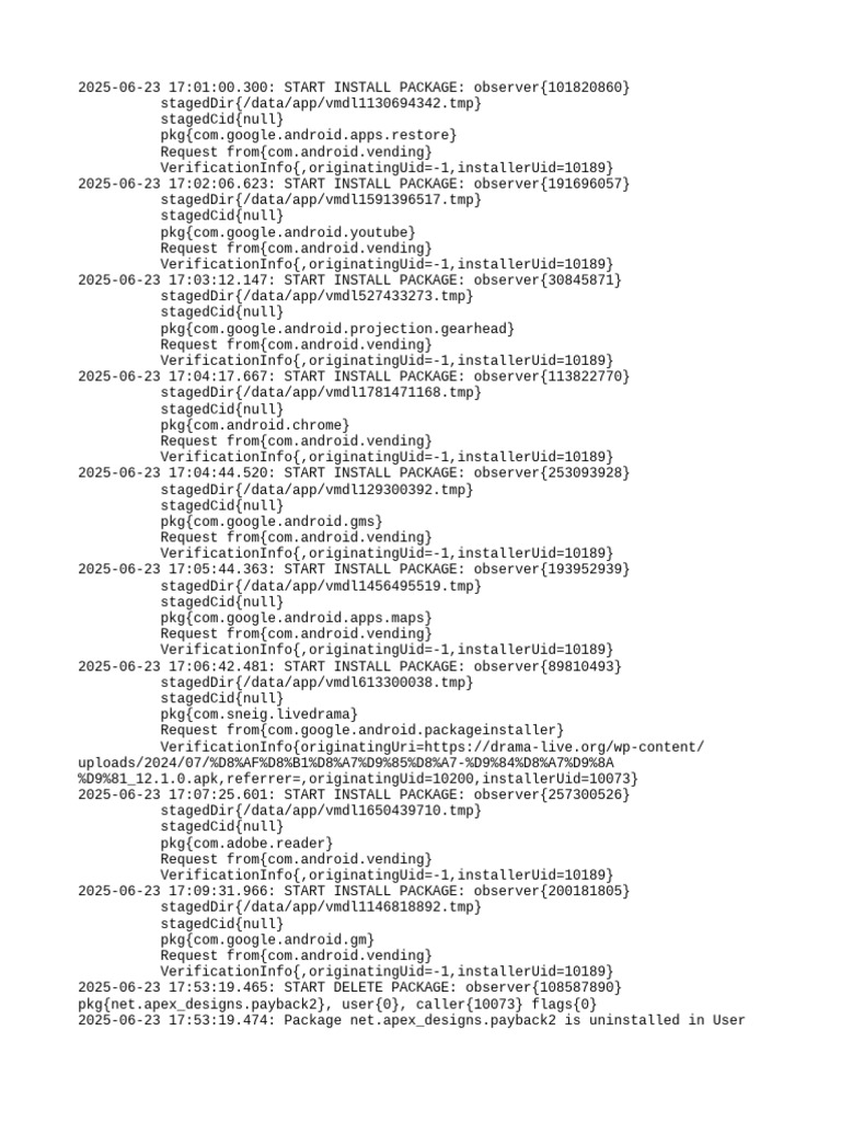 Android Package Installation Logs | PDF