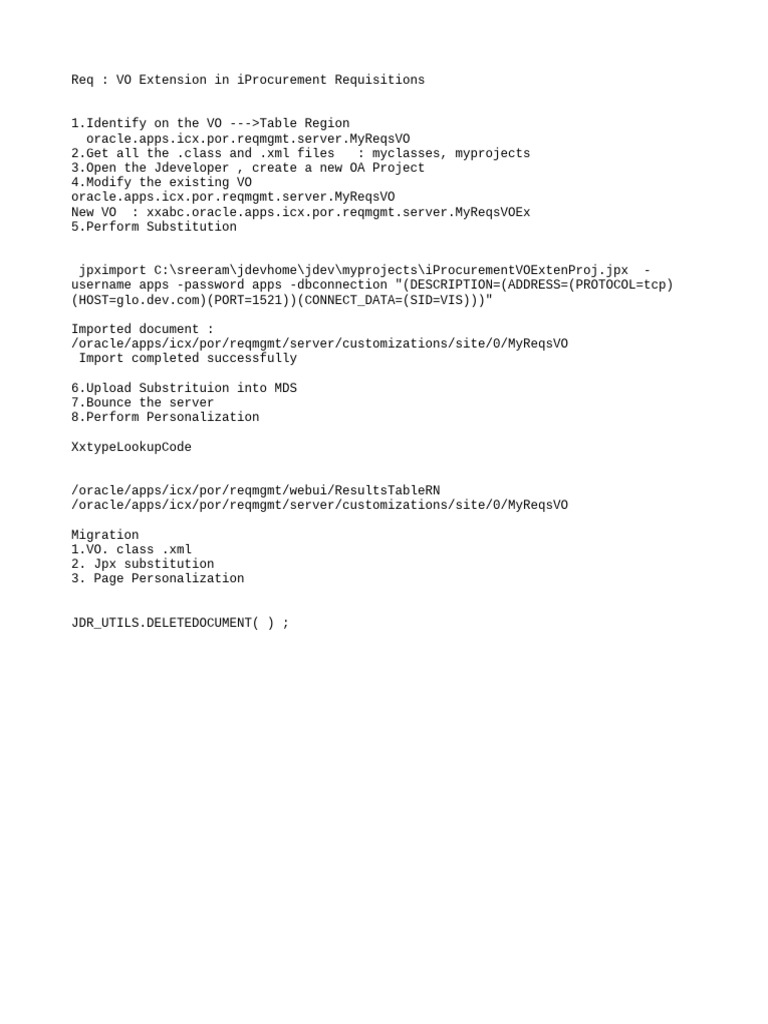 iProcurement VO Extension Guide | PDF