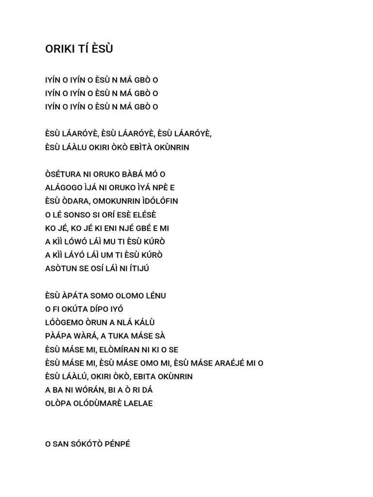 Oriki Tí Èsù | PDF